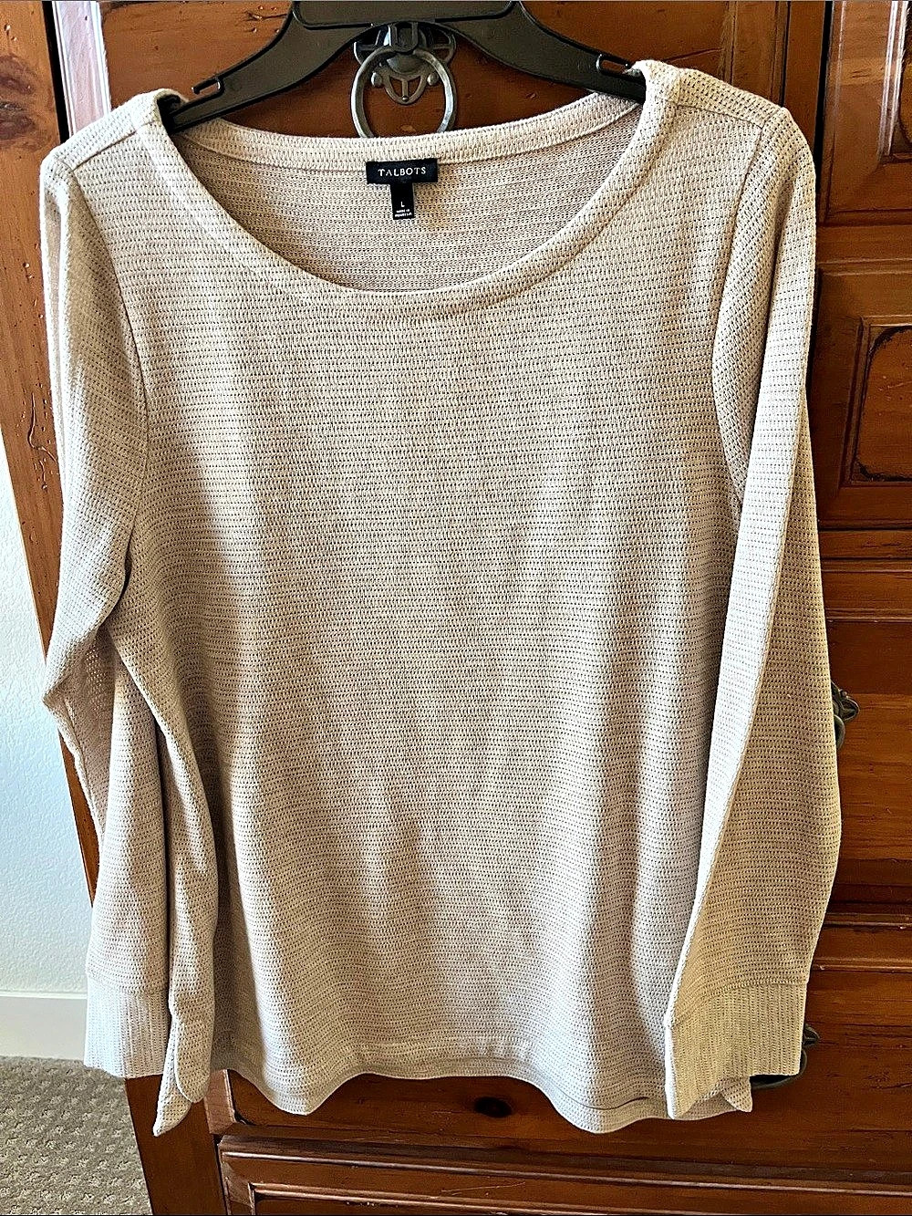 Talbots Metallic Knit Scoop Neck Sweater Top Size Large NWOT